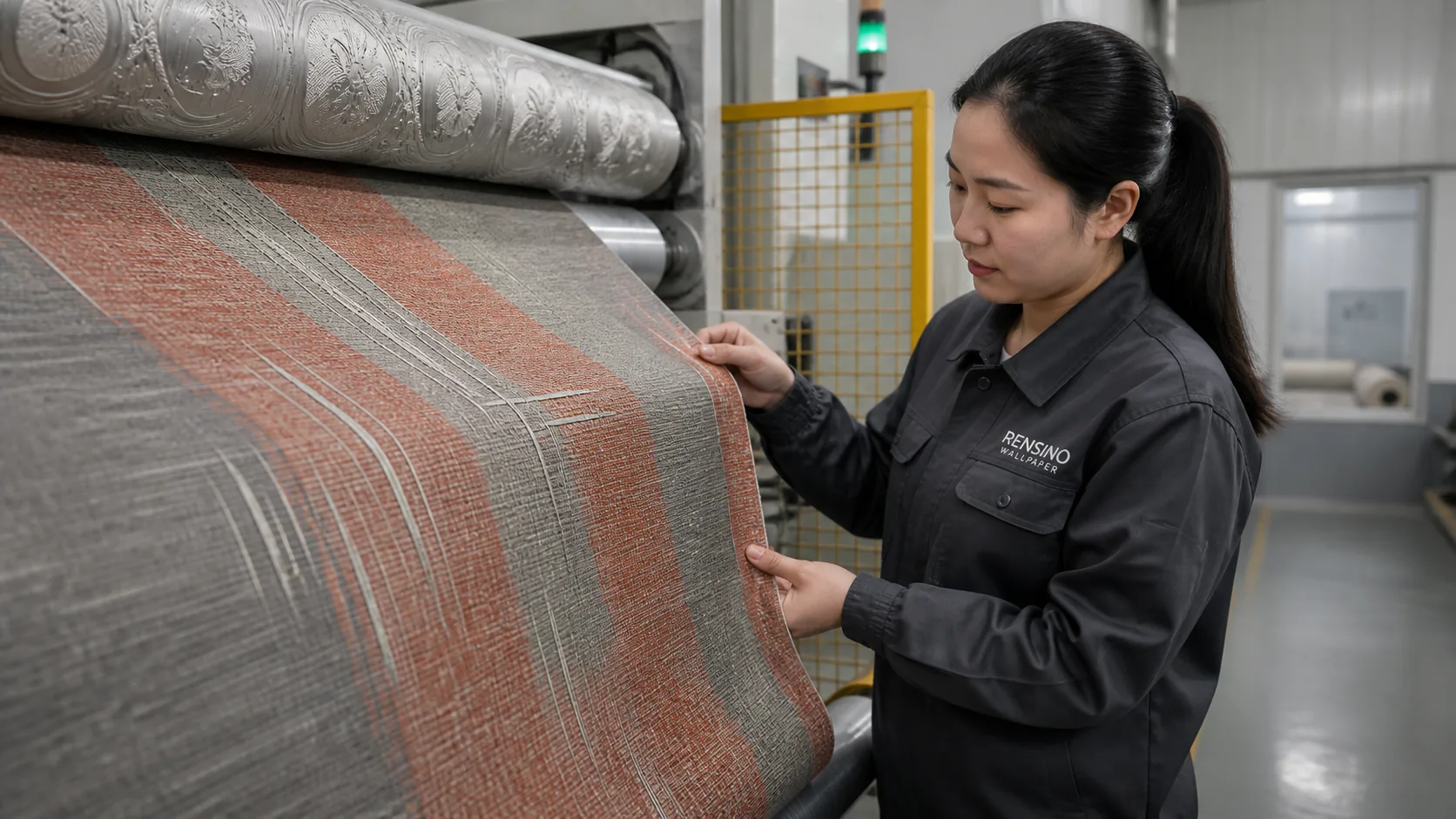 Wallpaper embossing and quality inspection