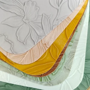 0.8MM Rose Embossed Pattern PU Artificial Leather Fabric for Western Tablemat Furniture Clothing Wallpaper Bags Sofas