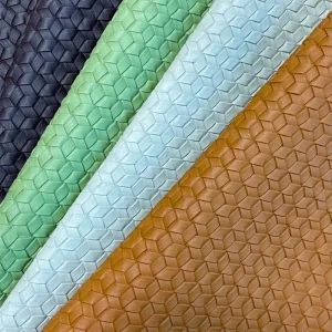 0.9 mm Embossed Plaid Upholstery Rexine Fabric Faux Synthetic Basket Weave PVC Leather for Bags Making Phone Case Cover