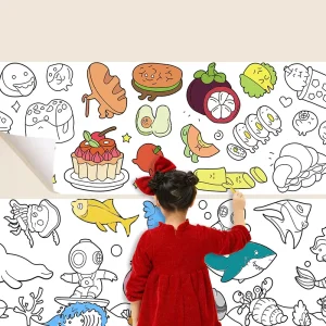 12 Cartoon Themed DIY Easy to Paste Indoor Entertainment Toys Graffiti Sticker Wallpaper for Kids Made From Art Paper