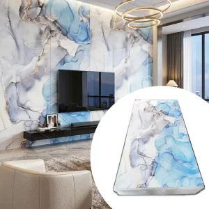1220x2900mm Large Seamless 2mm Gold Foiled Hot Stamping UV Transfer Faux Marble PVC Panel 3D Print Plastic Wall Sheet