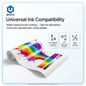180gsm Coated Non Woven Printable Wallpaper 1.07/1.27/1.37/1.52m*50m Roll for UV Eco Solvent Latex Printable Wallpaper