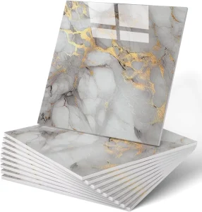 30*30cm Marble Tile Wall Sticker Peel and Stick Wall Covering Waterproof Removable for Kitchen Bathroom Home Decor