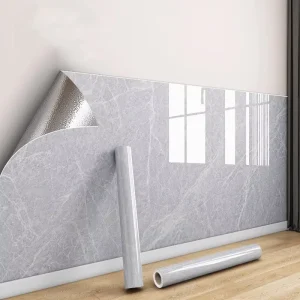 3000x600mm Modern Embossed Waterproof XPE Foam Self Adhesive Kitchen Wall Stickers with Gold Sand Marble 3D Design