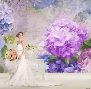 帆布衬里数码印花3D花卉壁纸家居装饰