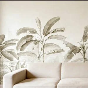 定制印刷自然风景绿叶花卉热带壁纸3D壁画壁纸