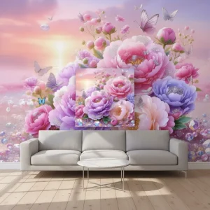 3D 5D壁画定制特殊工艺生态浮雕印花壁纸壁画 手绘热带植物动物壁画壁纸