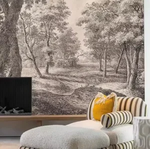 定制印花热带花卉织物壁纸办公酒店装饰3D壁画壁纸