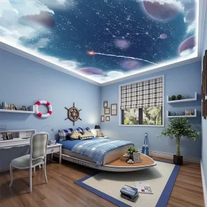 定制儿童屋顶壁纸天花板星星打印3D壁画家居装饰