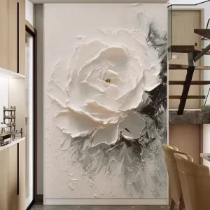 3D Abstract Floral Seamless Waterproof Synthetic Fiber Anti Fouling Background Wall Wallpaper for Modern Living Room Porch Decor