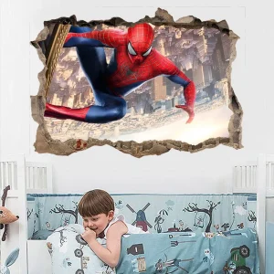 3D Art Deco Spiderman PVC Wall Stickers for Kids Rooms Nursery Home Decor Back to School Gift Wall Decals Wallpaper