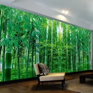 3D Bamboo Wallpaper Mural Landscape Wall Paper Custom Natural Graphic Design Modern Floral Hotel CMYK Silk Wallpaper
