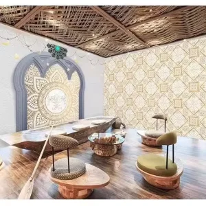 3D Creative Ethnic Style Thai Wallpaper Theme Restaurant Clothing Store Bedroom Background Wallpaper Indian Yoga
