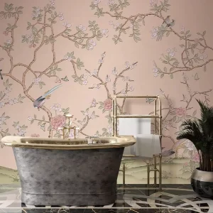 3D Design Embossed Printing Wallpaper Mural Hand Painted Wall Paper Floral Bird Mural Papiers Peints Murals Wall Art