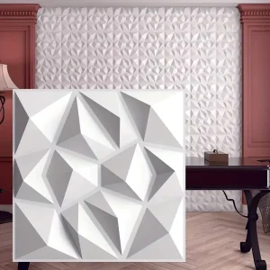 3D Diamond Textured PVC Wall Panels Waterproof & Easy to Clean for Living Room, Bedroom, Kitchen, Office & Hallway Decor