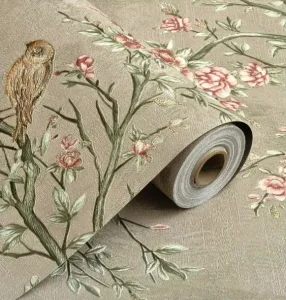 3D Embossed Bird Flower Self Adhesive Wallpaper Peel Stick Wall Decor for Living Room