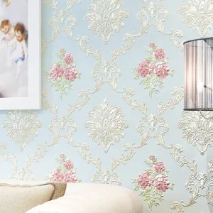 3D Embossed Brocade Design Wallpaper Roll for Home Decor Carved European Floral Wallpaper for Bedroom Rural Charm
