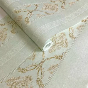 3D Embossed European Pattern Wallpaper Vertical Stripes Waterproof ECO Friendly Textured Finish for Living Room Bedroom Hotel
