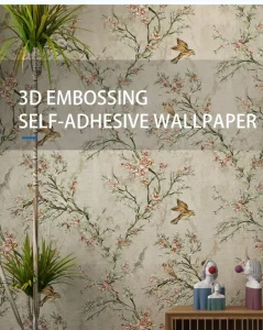 3D Embossed Exquisite Printed Self Adhesive PVC Wallpaper Waterproof Peel & Stick Wall Covering for Renovation