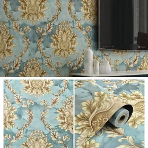 3D Embossed Gold Foil PVC Wallpaper Thickened Self Adhesive Waterproof Durable Peel and Stick Wall Sticker for Home Decoration