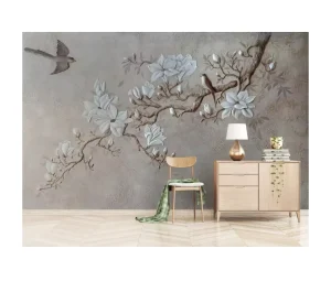 3D Embossed Wall Mural Floral Embossed Wallpaper