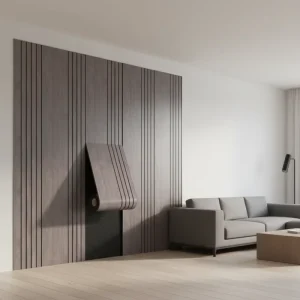 3D Faux Wood Wall Panel Sticker Self Adhesive Embossed Slat Design Geometric Waterproof Decor for TV Wall Living Entertainment