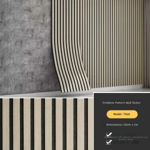 3D Fishbone Pattern Grilled Wallpaper Wall Sticker Self adhesive Waterproof for Home Wall Decoration