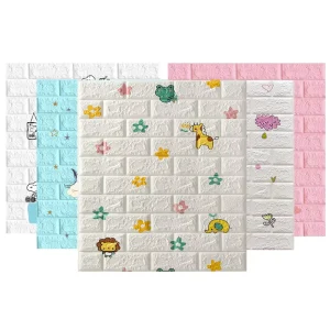 3D Floral Wallpaper 3D Wall Sticker Waterproof Moisture-Proof Foam Background Wall Decoration for Children’s Room Fireproof