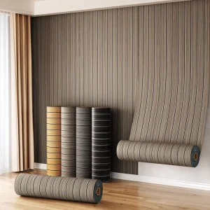 3D Fluted Wall Panel Self Adhesive Peel and Stick Waterproof Slotted Grille Wall Sticker