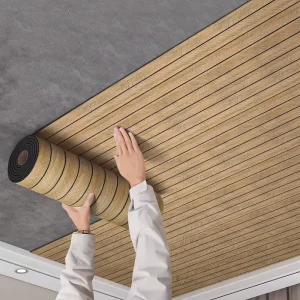 3D Fluted Wallpaper Wood Grain Wall Sticker Peel and Stick Panel for TV Background Living Room Decor 40cmx3m Roll