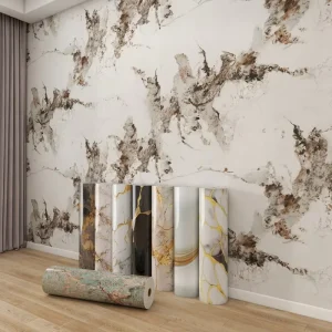 3D Foam Wallpaper Roll Modern Geometric 3D Wall Paper PVC Material Home Decoration for Bathroom Waterproof for Apartment
