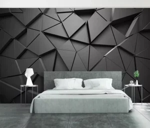 3D Geometric Abstract Grey Triangles Background Designer Wallpaper
