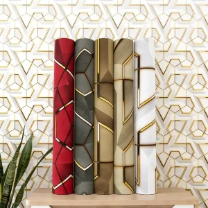 3D Geometric PVC Self Adhesive Wallpaper Solid Color Waterproof Moisture Proof for Bedroom Background Walls