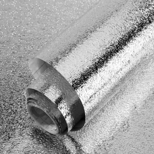 3D Geometric PVC Wallpaper Self-Adhesive Aluminum Foil Stickers Oil Proof Waterproof Vinyl Kitchen Cabinet Wrap 23×393.7 Inch
