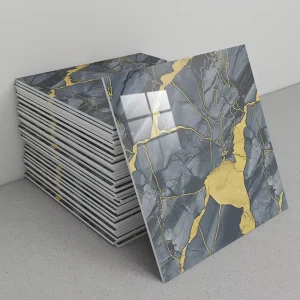 3D Geometric Tile Waterproof Self Adhesive PVC Wall Sticker for Bathroom and Kitchen Decor