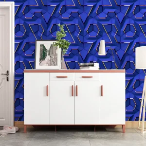 3D Geometry Wallpaper Ins Style Self Adhesive Peel and Stick Textured Gold Contact Wallpaper for Home Decoration
