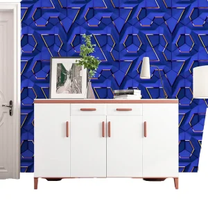 3D Geometry Wallpaper Ins Style Self Adhesive Textured Gold Anti static Contact Wallpaper for Bathroom Home Decoration