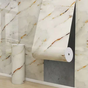 3D Gold Marble Foam Wall Sticker Waterproof Fireproof Self Adhesive Peel and Stick Wallpaper for Home Office