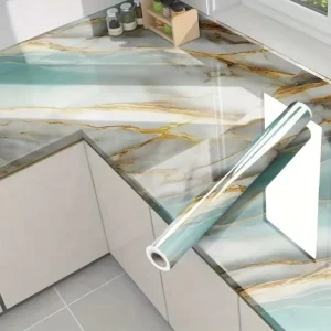 3D High Gloss Damask Wall Sticker Waterproof PVC Self Adhesive Peel and Stick Anti Dirty Wallpaper for Kitchen Bathroom