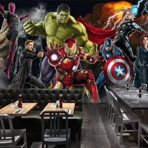 3D Hulk Cartoon Superhero Theme Gym Mural Wallpaper for Walls