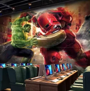 3D Hulk Cartoon Superhero Theme Gym Mural Wallpaper for Walls