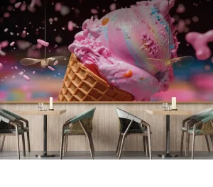 3D Ice Cream Wallpaper Cafe Wall Mural Restaurant Wall Mural Restaurant Decoration
