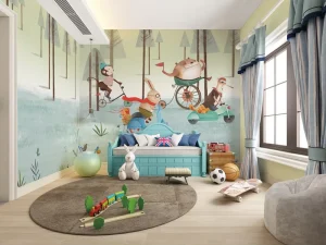 3D Kids Modern Textured Wallpaper Painted Wall Sticker for Bedroom Self-Adhesive Wallpaper Girl Children Bedroom Home Decoration