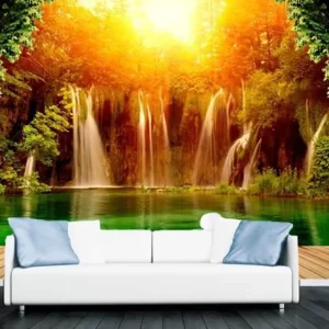 3D Landscape Water Waterfall Mountain Lake Water Wall Mural