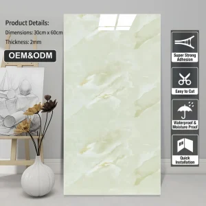 3D Marble PVC Panels Waterproof Oil-Proof Self-Adhesive Modern Wall Stickers for Kitchen Backsplash and Workshop Decor