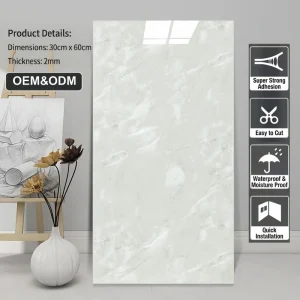 3D Marble PVC Wall Panels Waterproof Peel Stick for Bathroom Kitchen Household Commercial Use Modern Design 5 Year