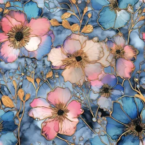 3D Modern Flower Style Painting PVC Vinyl Wall Paper Rolls Sticker Wallpaper for Room