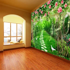 3D Natural Landscape Wall Mural Forest Jungle Bamboo Romantic Floral Waterproof Paper Base Wall Sticker for Bedroom Dining Home
