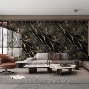3D PVC High Gloss Vinyl Peel and Stick Wallpapers Simulated Marble Wallpaper Tile Stickers for Household Wall Panels