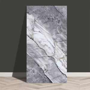 3D PVC High Gloss Vinyl Wallpapers Simulated Marble Tile Stickers Waterproof Peel and Stick Wall Panels for Household Use